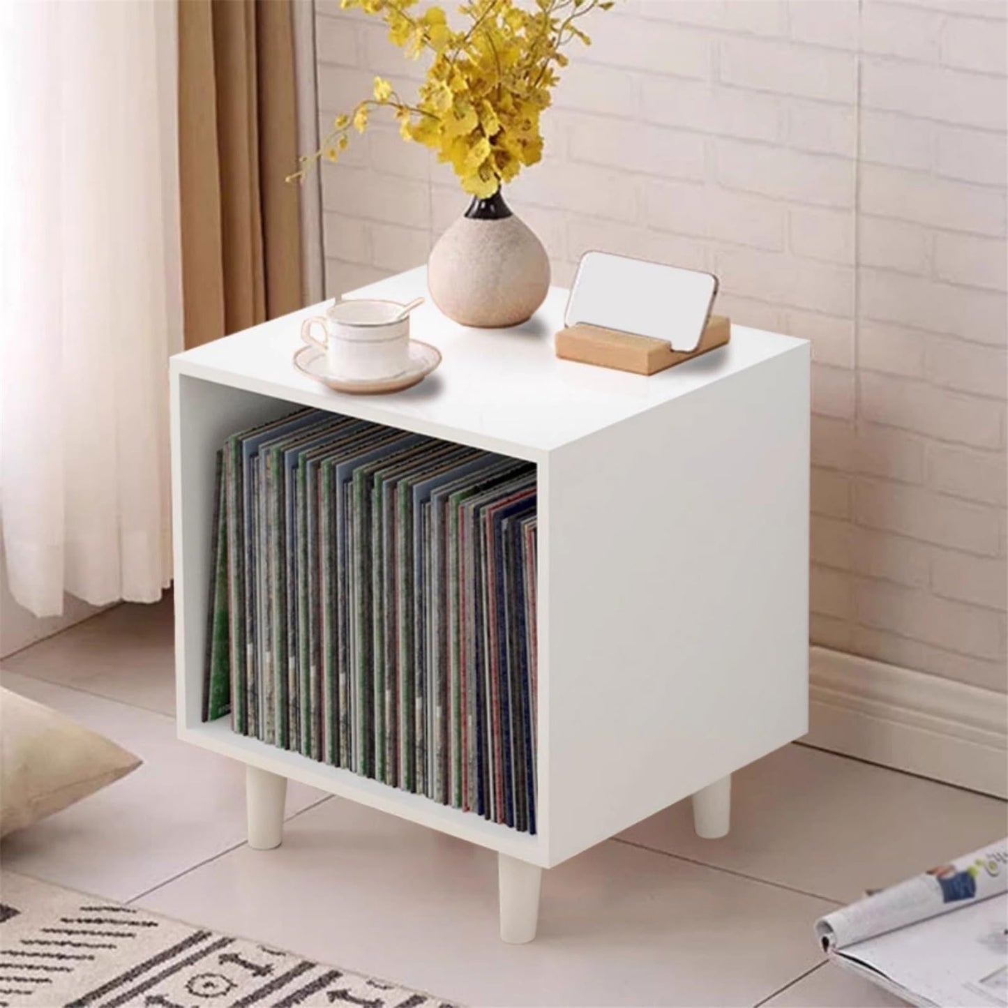 uP9sF2mD DVD Shelf Organizer Open Floor Vinyl Record Cabinet Large Capacity Wooden Storage Display Rack CD Storage Rack