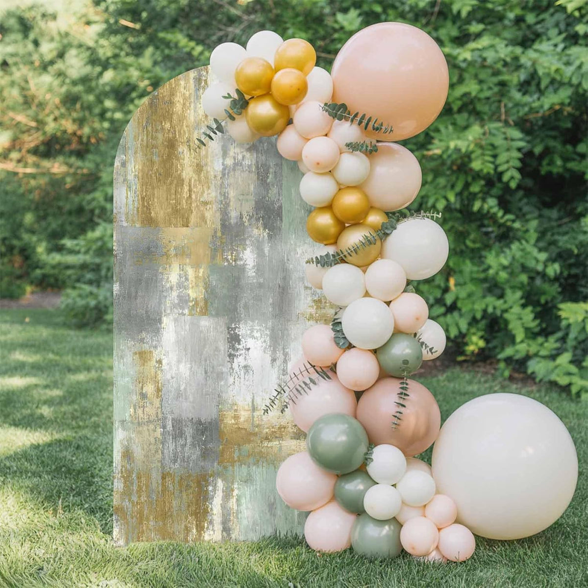LFoveYuamer 7.2 Ft Arch Backdrop Cover, Yellow Sage Green Grey Decorative Wedding Arch Covers Spandex Fitted, Modern