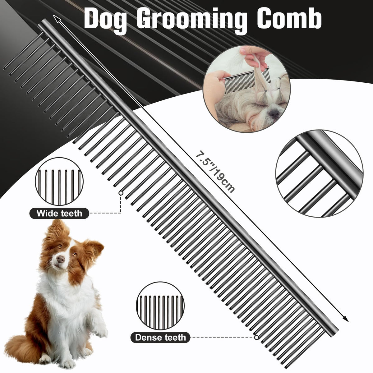 Wenshall Professional Dog Grooming Scissors Set - 6.5" Thinning, 7" Straight, 7" Up-Curved, 7" Down-curved Scissors and Comb for Dog Cat Pet (Black)