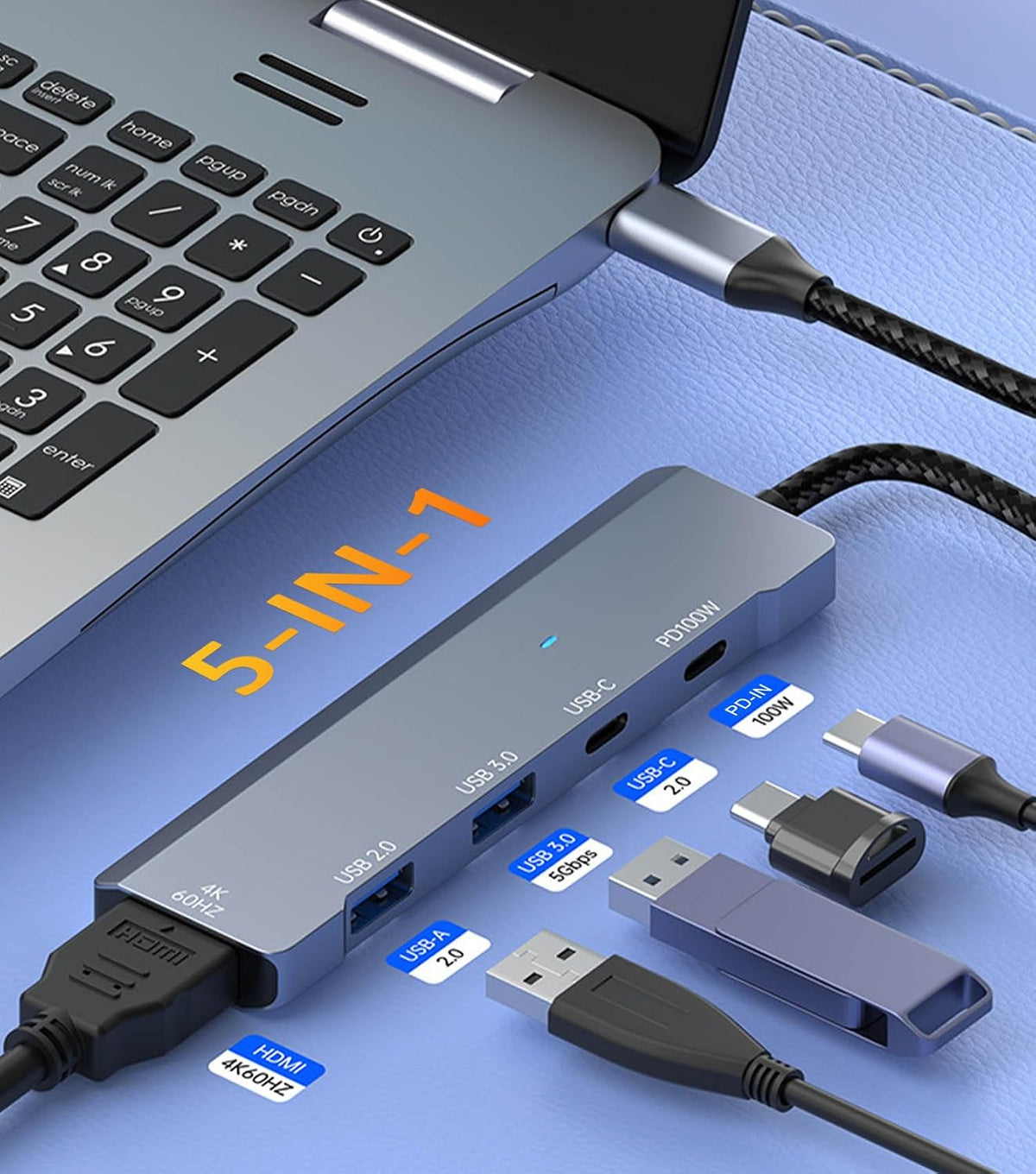 vienon 4K@60Hz, 100W 5Gb USB C Hub, USB C to HDMI Adapter USB Type C Adapter Dongle with PD, USB-A &C Ports, Docking