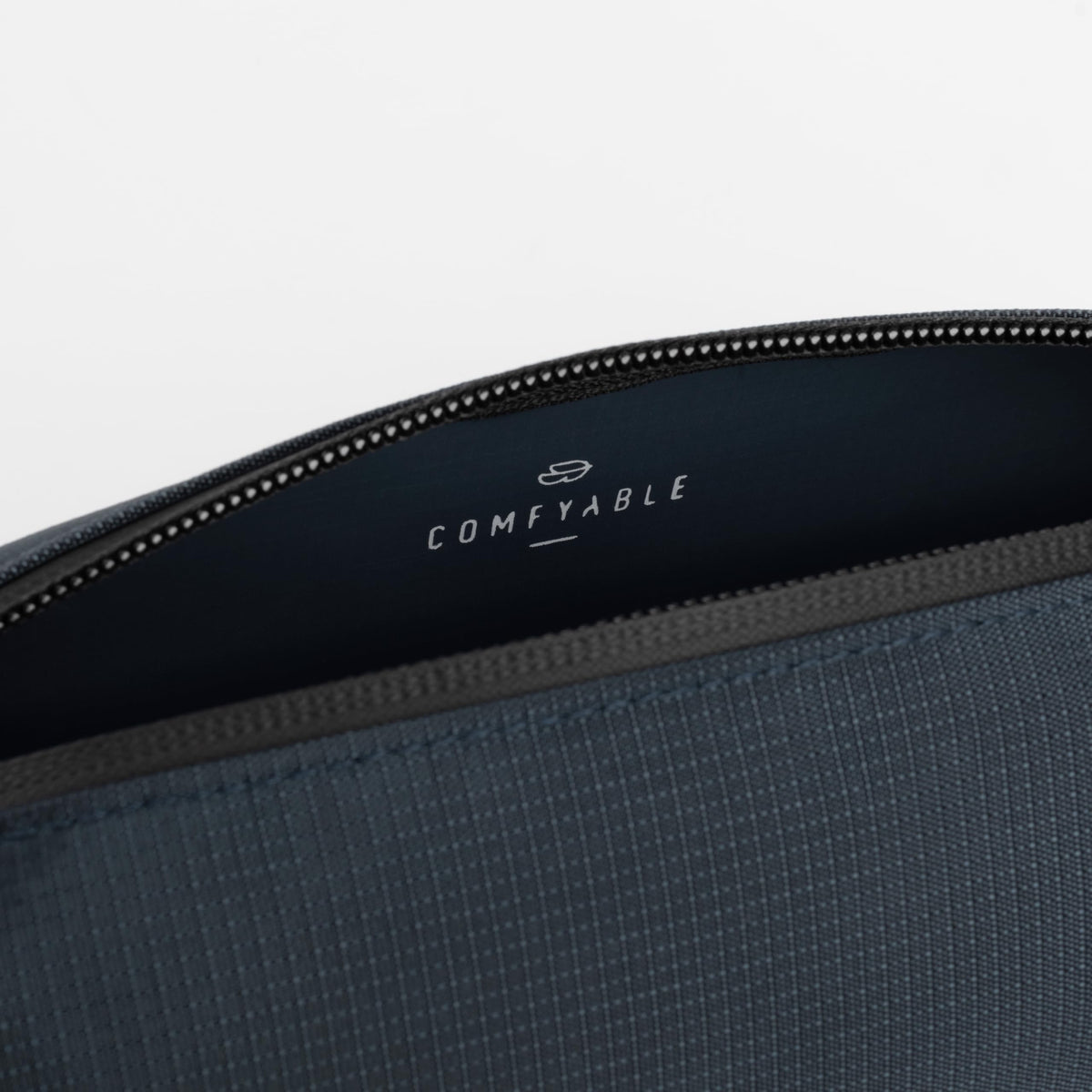 Comfyable Small Toiletry Bag for Men, Slim Mini Toothbrush Bag, Dopp Kit, Electronics, Tech, Gym, Water-Resistant Essentials Organizer, Blue