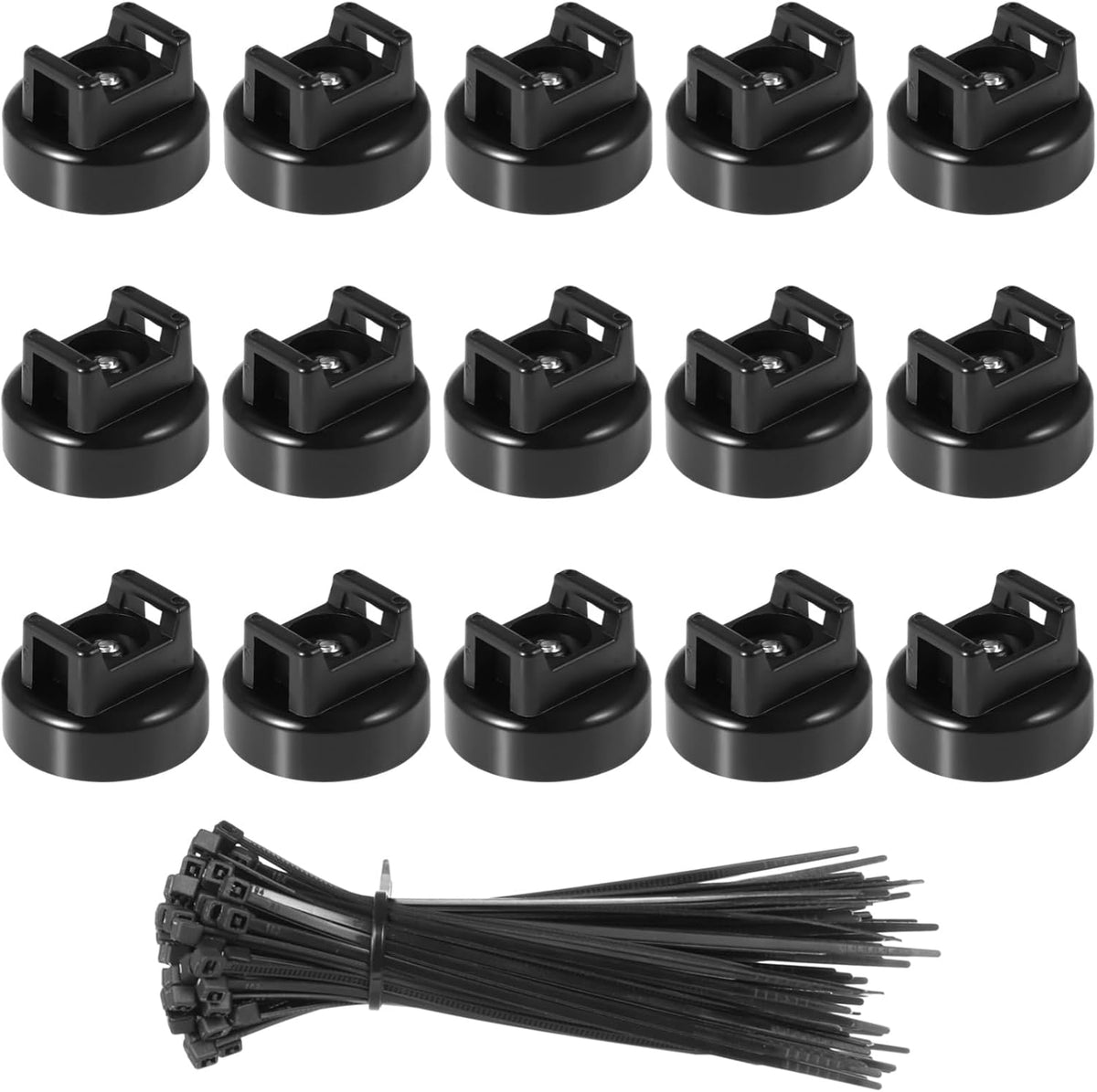 20mm, 15 Pack 50 Magnetic Zip Tie Mounts Cable Tie Mount Bases with Zip Ties, Heavy Duty Cable Clips for Wire