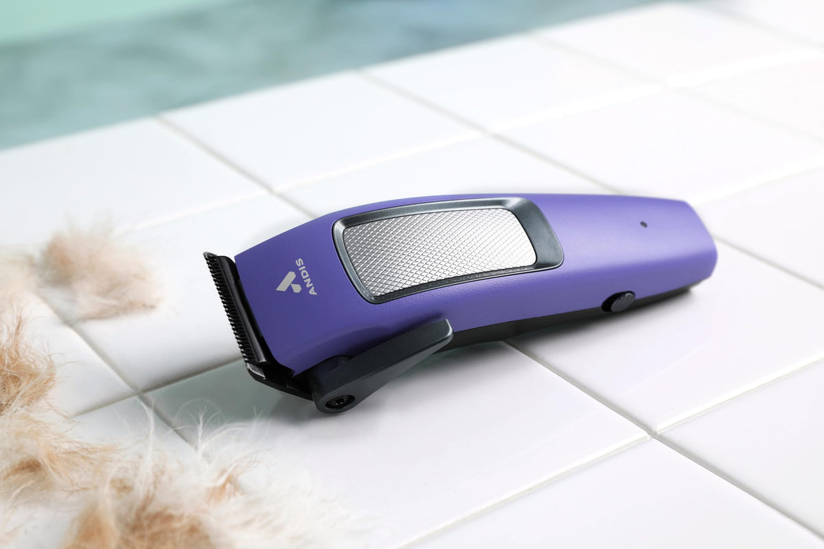 Andis Easy Clip Adjustable Blade Cordless II Dog Clipper, 10 Piece Kit, Lithium-Ion Battery, Purple, 560017