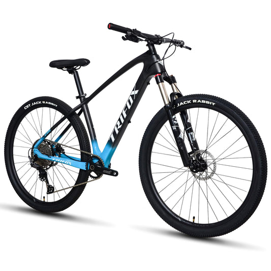 TRIFOX Carbon Fiber Mountain Bike with Shimano M6100 Deore Groupset 12-Speed,Carbon Fiber Frame,Hydraulic Fork 130mm Travel,29er Mountain Bike for Adult 17/19 inch (Blue, 29er * 17 inch)