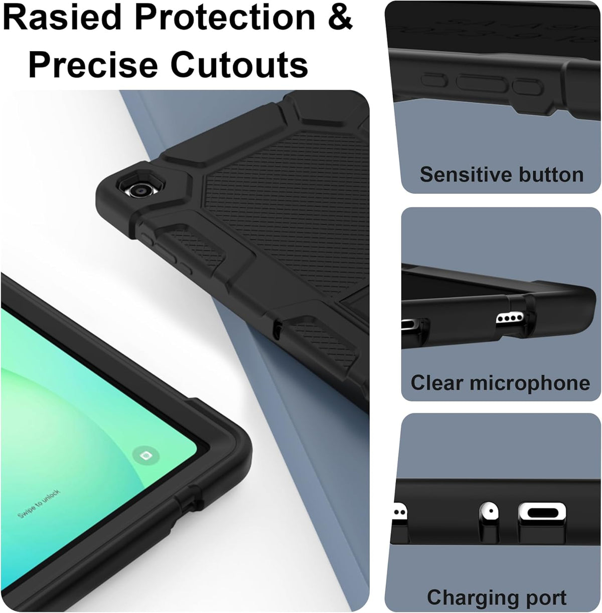 rantice A11+ A9+ 11", [3-Layer A9+ A11+ SM-X230 X235 X210 X216,Black Military-Grade Case for Samsung Galaxy Tab /