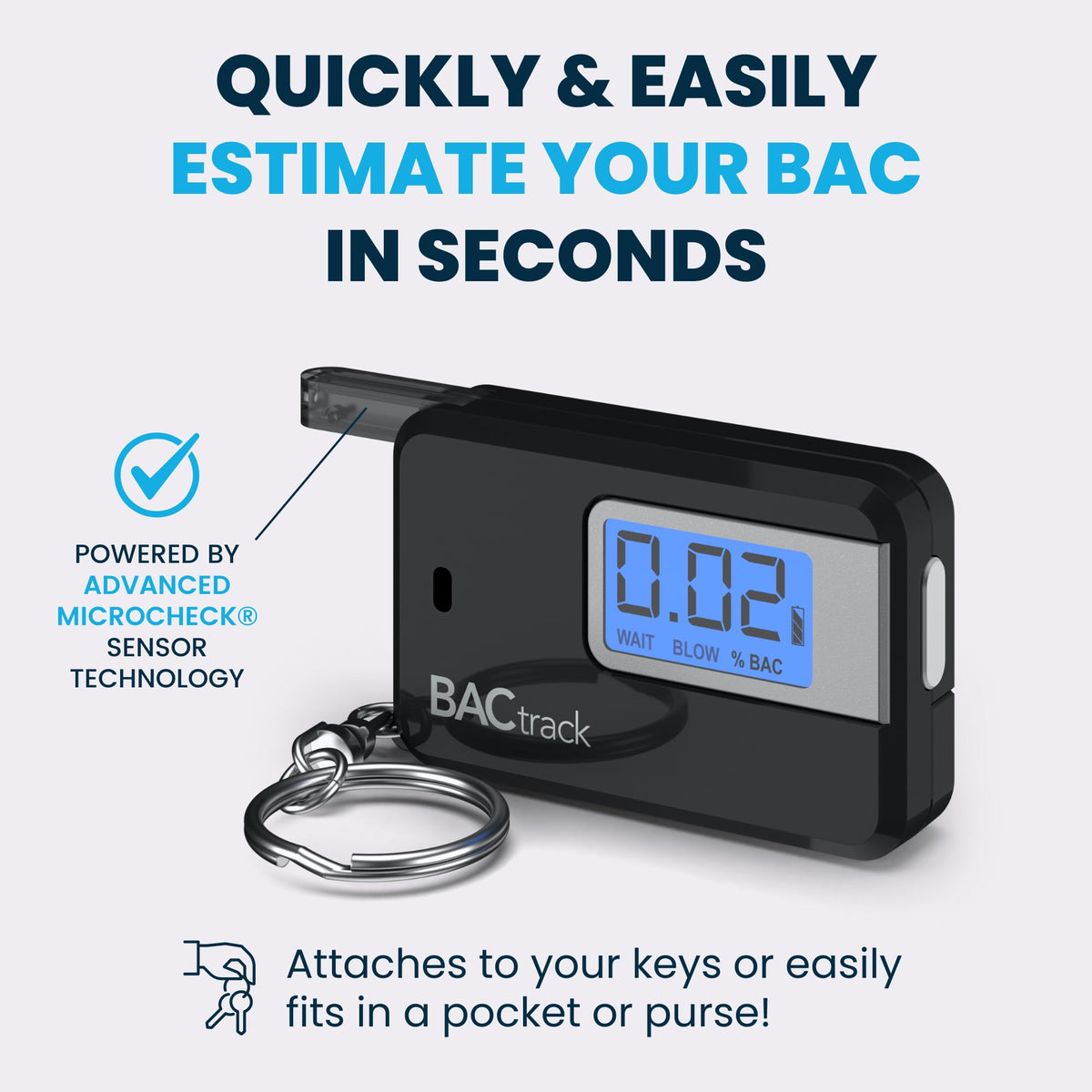 BACtrack Go Keychain Breathalyzer (Black) | Ultra-Portable Pocket Keyring Alcohol Tester for Personal Use