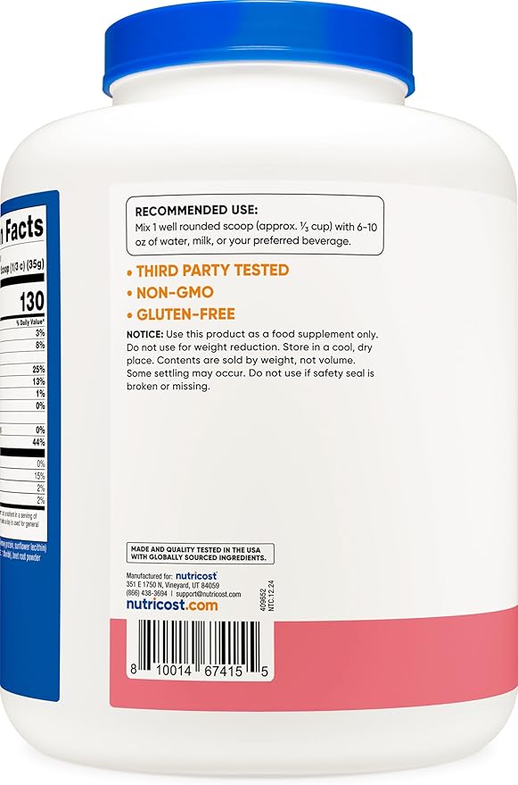 Nutricost Whey Protein Concentrate (Strawberry Milkshake) 5LBS - Gluten Free & GMO Free