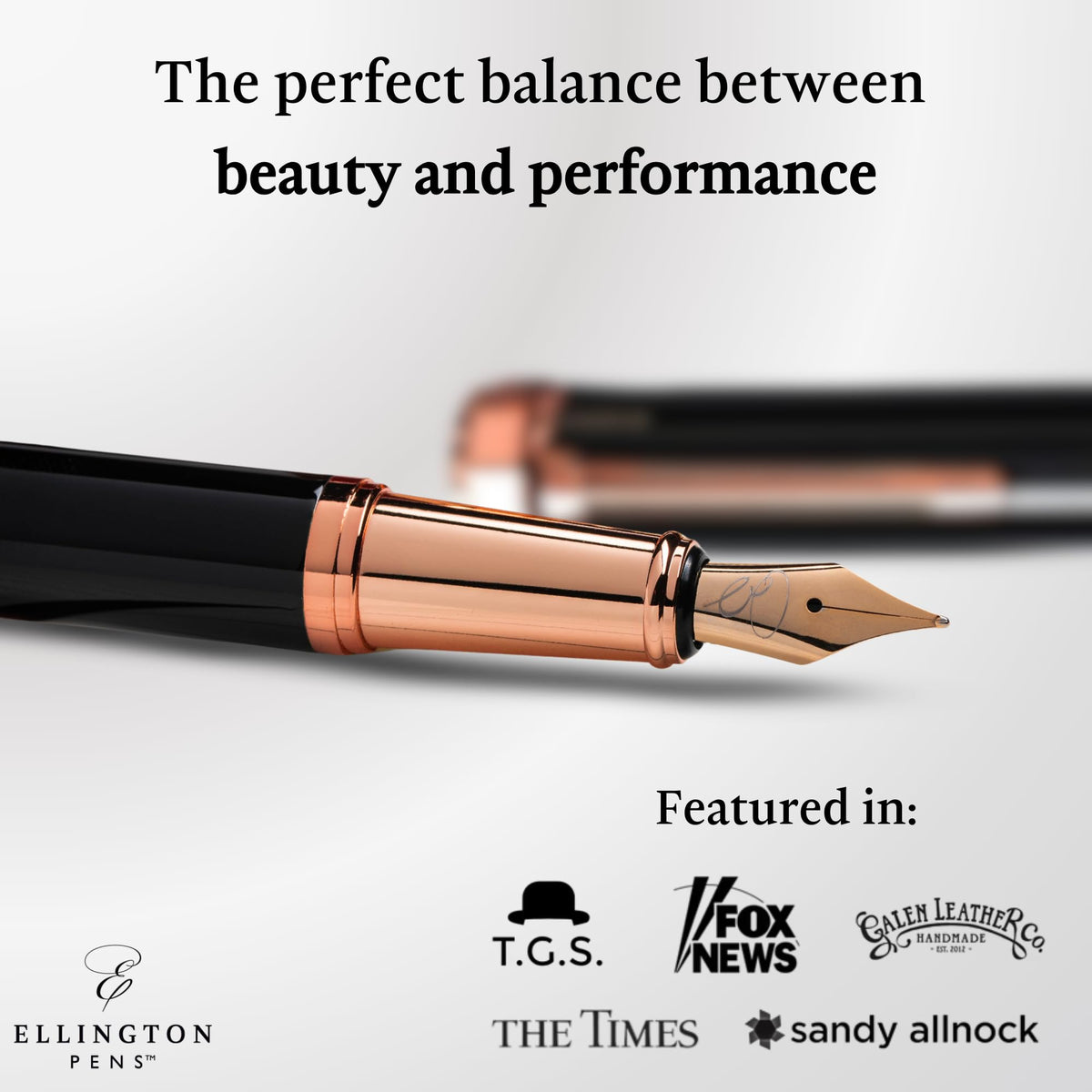 Ellington Pens Luxury Fountain Pen Set - Smooth Medium Nib- Includes 3 Ink Cartridges, Refillable Ink Converter, Gift Box- Fountain Pens For Writing, Calligraphy, Journaling, Sketching (Midnight Rose)