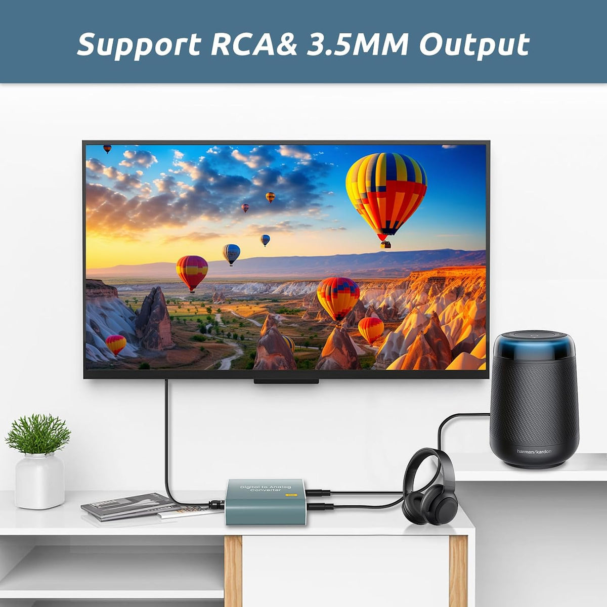 192kHz 7ft/2.1m 3.5mm 3.5 mm PS3 PS4 DAC Audio Converter Digital to Analog Audio Converter, Optical Audio to RCA AUX