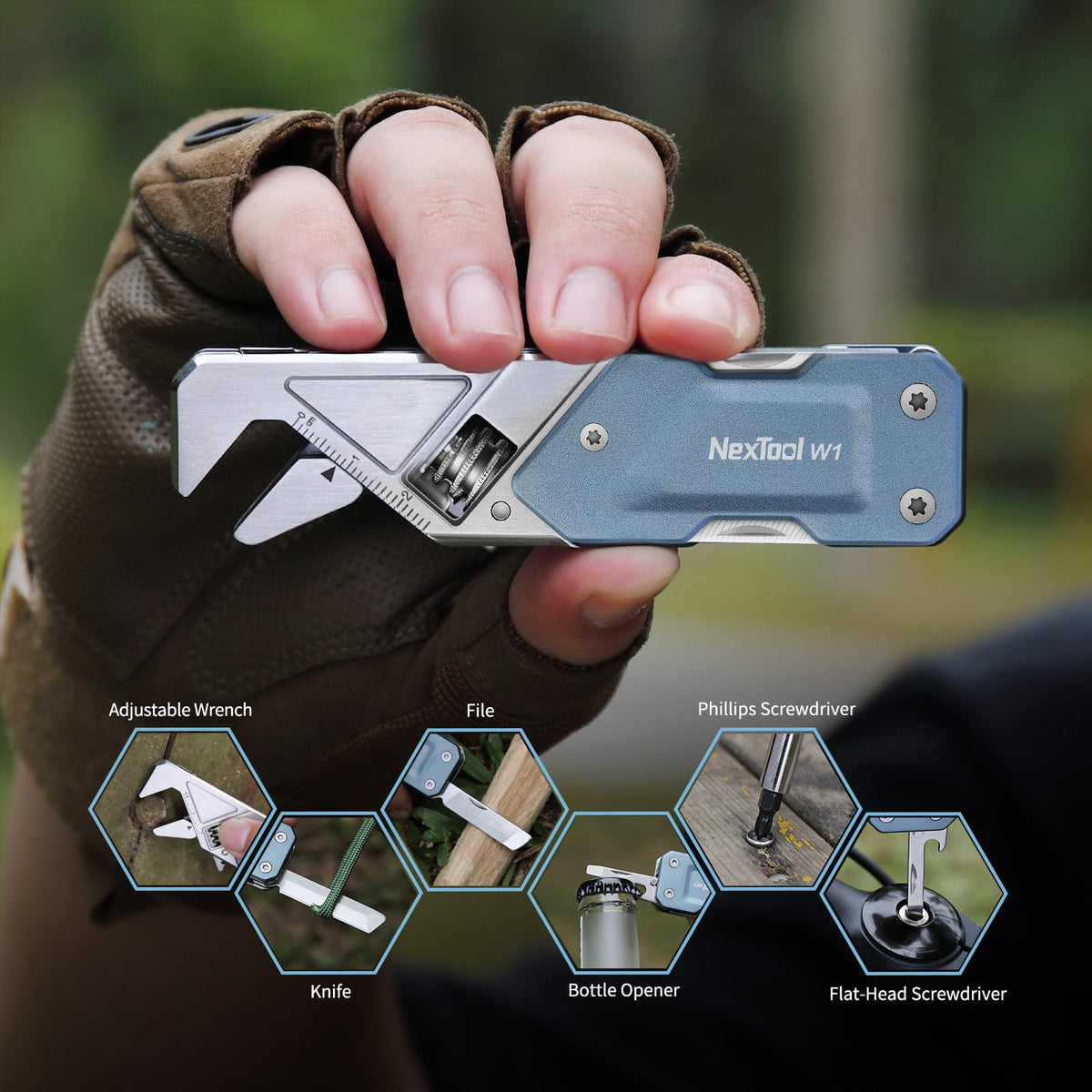 NexTool EDC Multi Tool, 6 in 1 Wrench Multitool with Knife, Flat/Phillips Screwdriver and Bottle Opener, Bike Multitool with 9 in 1 Bits Set and Nylon Pouch for Cycling Maintenancen, Household Repairs