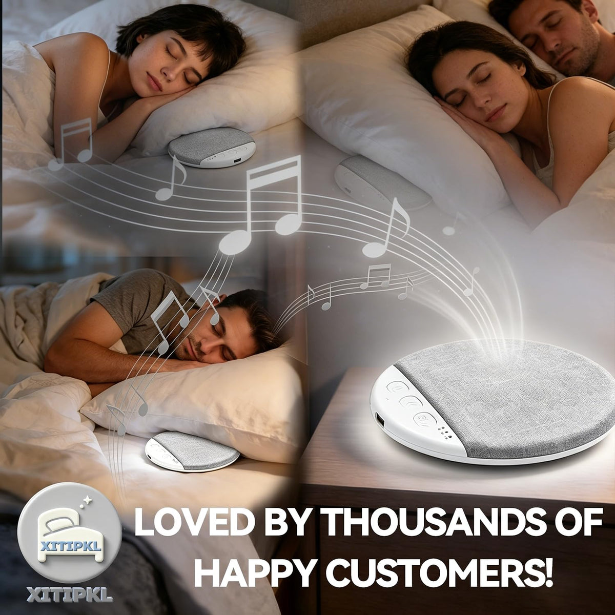 XITIPKL Bluetooth Pillow Speaker for Sleeping, Ultra-Thin Under Pillow Speaker for Side Sleepers, White Noise Sleep Aid