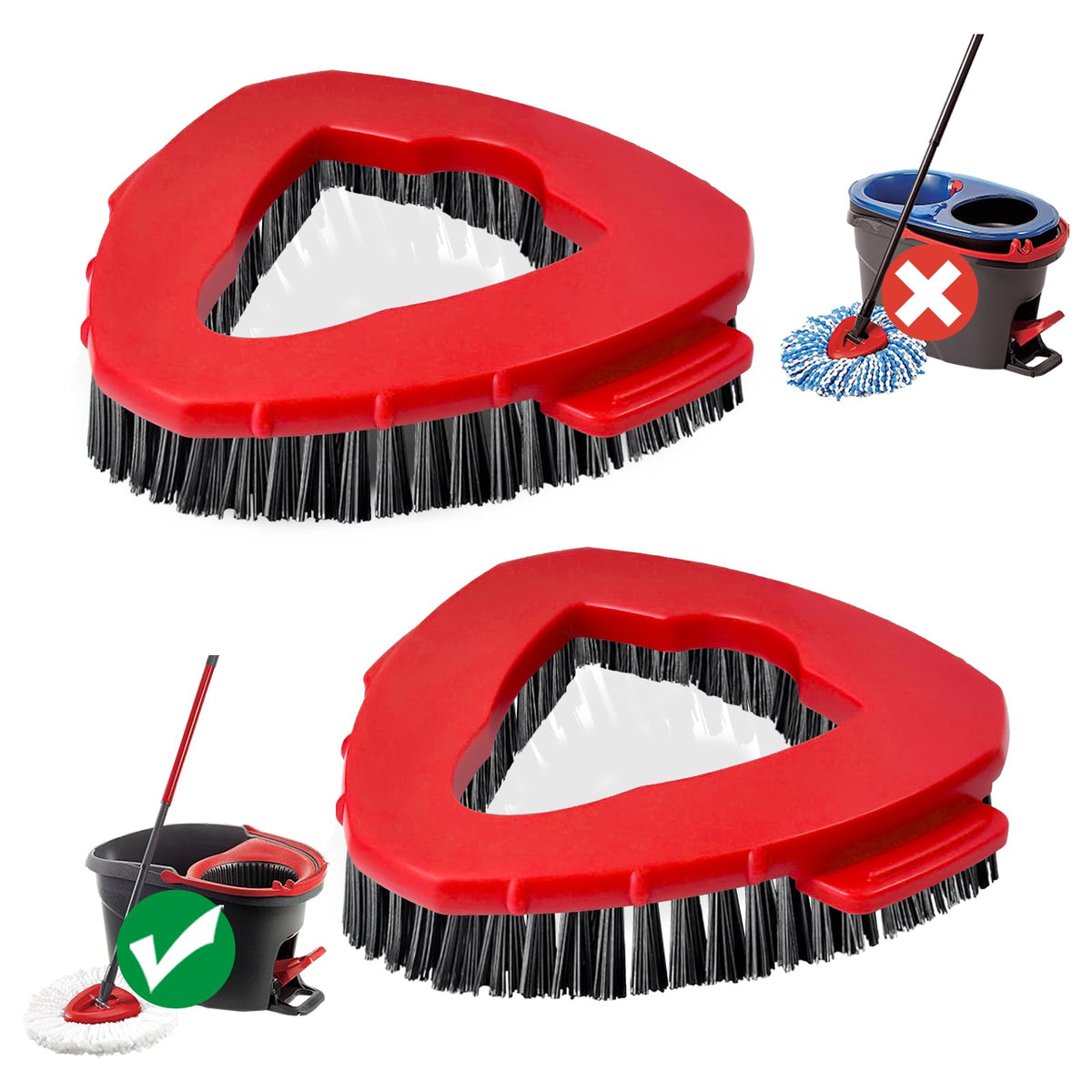 Scrub Brush, 2 Pcs Spin Mop Scrub Brush Head Compatible for EasyWring 1-Tank System, Hard Bristle Cleaning Brush for Bathroom, Kitchen, Tub and Tile