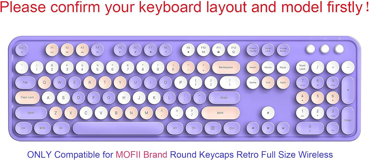 Yuomik Silicone Keyboard Cover Skin Protector Compatible for MOFII Round Keycaps Retro Full Size Wireless Keyboard