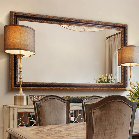 Autdot Large Decorative Mirror for Living Room, 53.5" X 30", Vintage Ornate Carvings Wood Frame, Big Vanity Rectangular Mirror for Bedroom, Dining Room, Fireplace and Bathroom