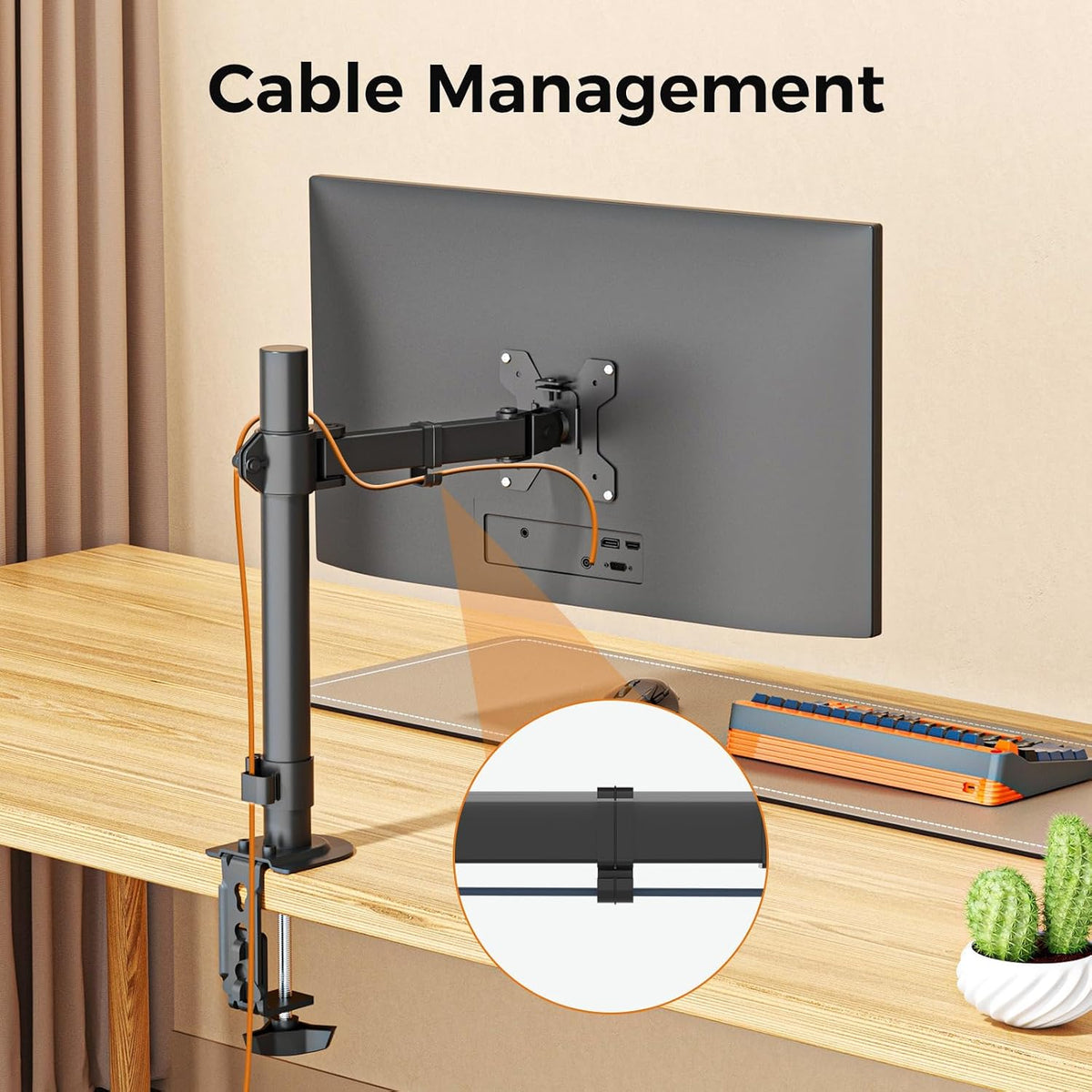 suptek 1 13 32 inch 22lbs, 75x75mm 100x100mm,Black Single Monitor Arm, Universal Tier Arm Fully Adjustable Pole Mount