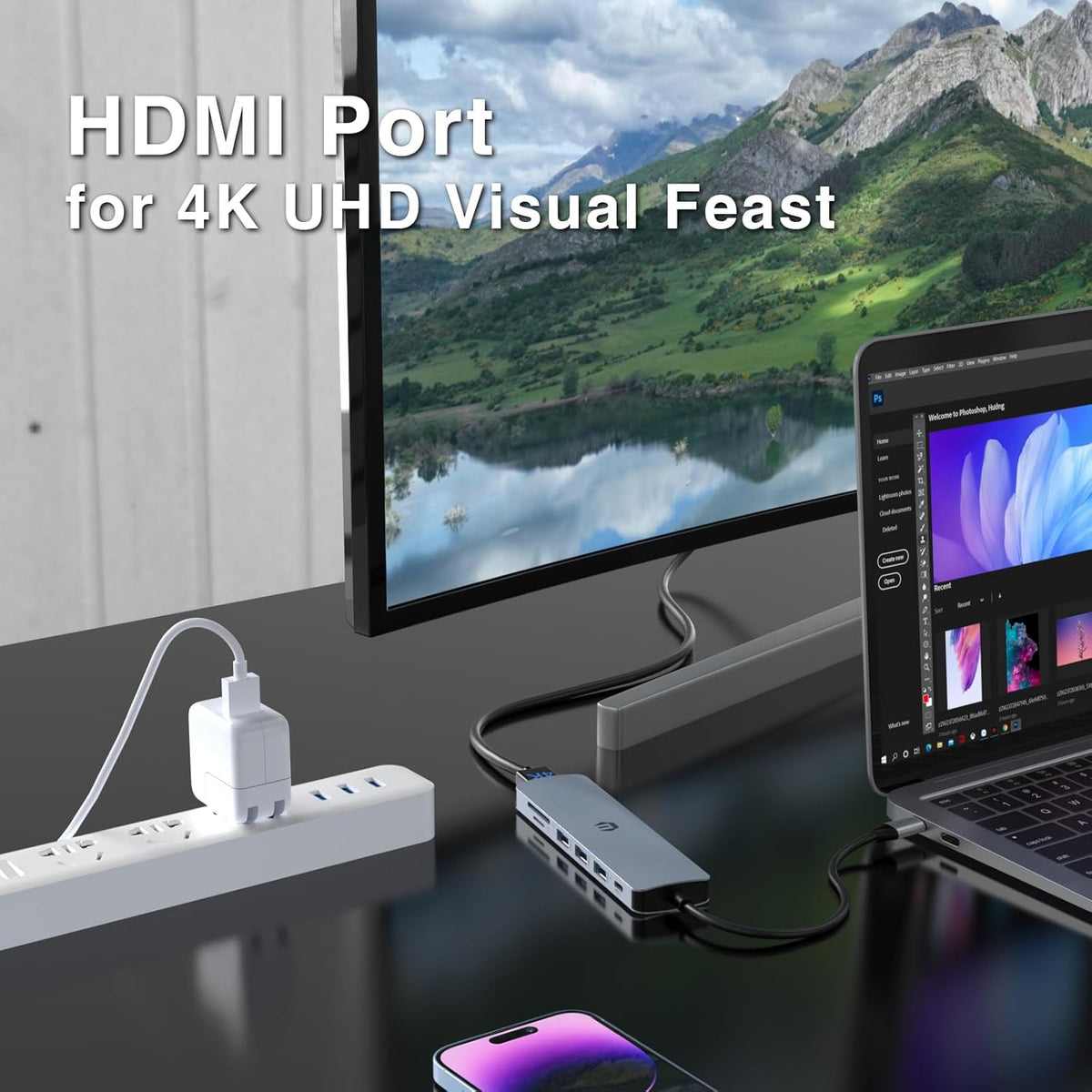 Tiergrade 7-in-1 100W 3 3.0, USB C Hub Multiport Adapter, USB C Docking Station with HDMI, PD Charging Port, USB SD/TF