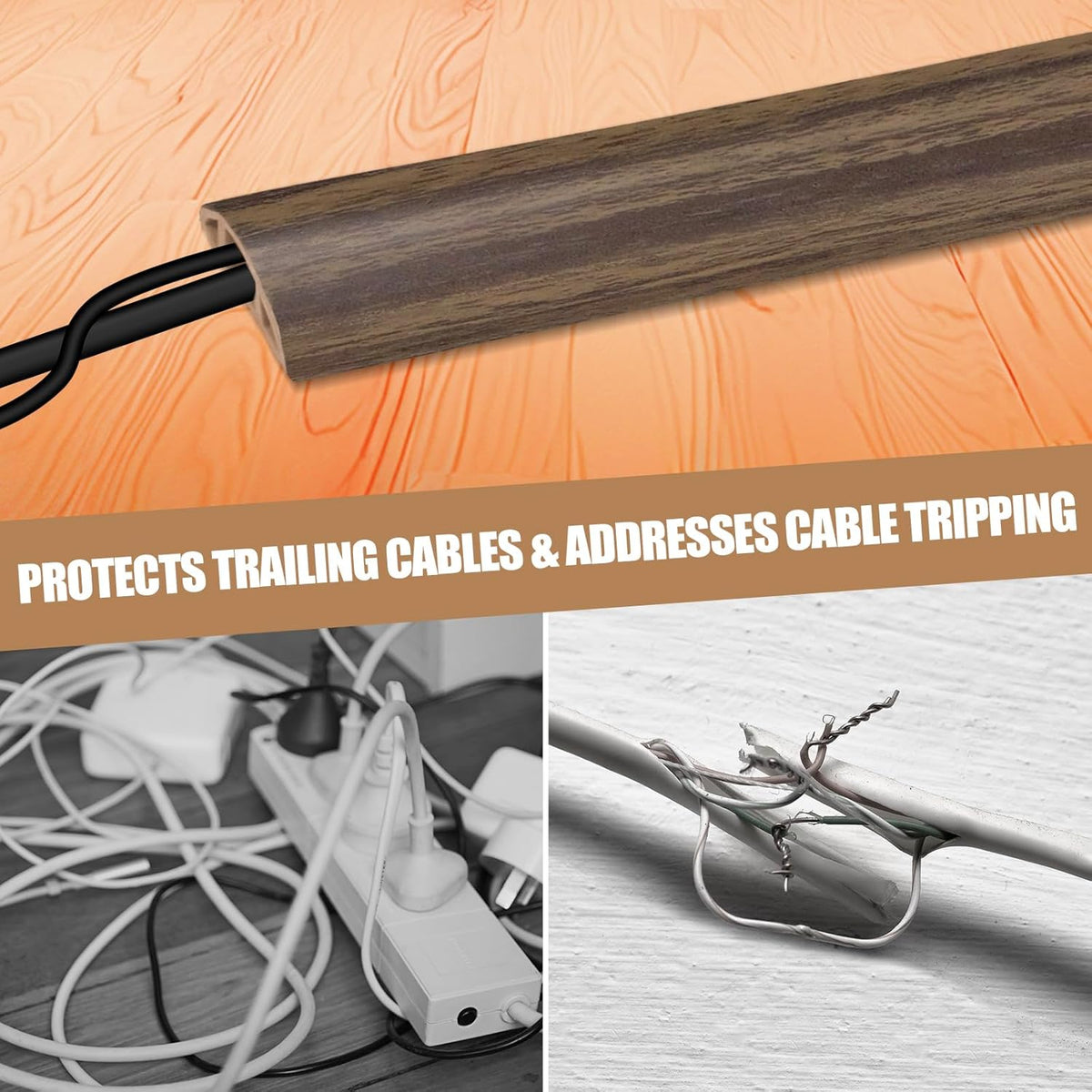 DBHXXMB-HH Hider,3.3FT Cavity:0.39"(W) 0.27"(H) Floor Cord Cover Self Adhesive Cord Cable Management, Extension Strip