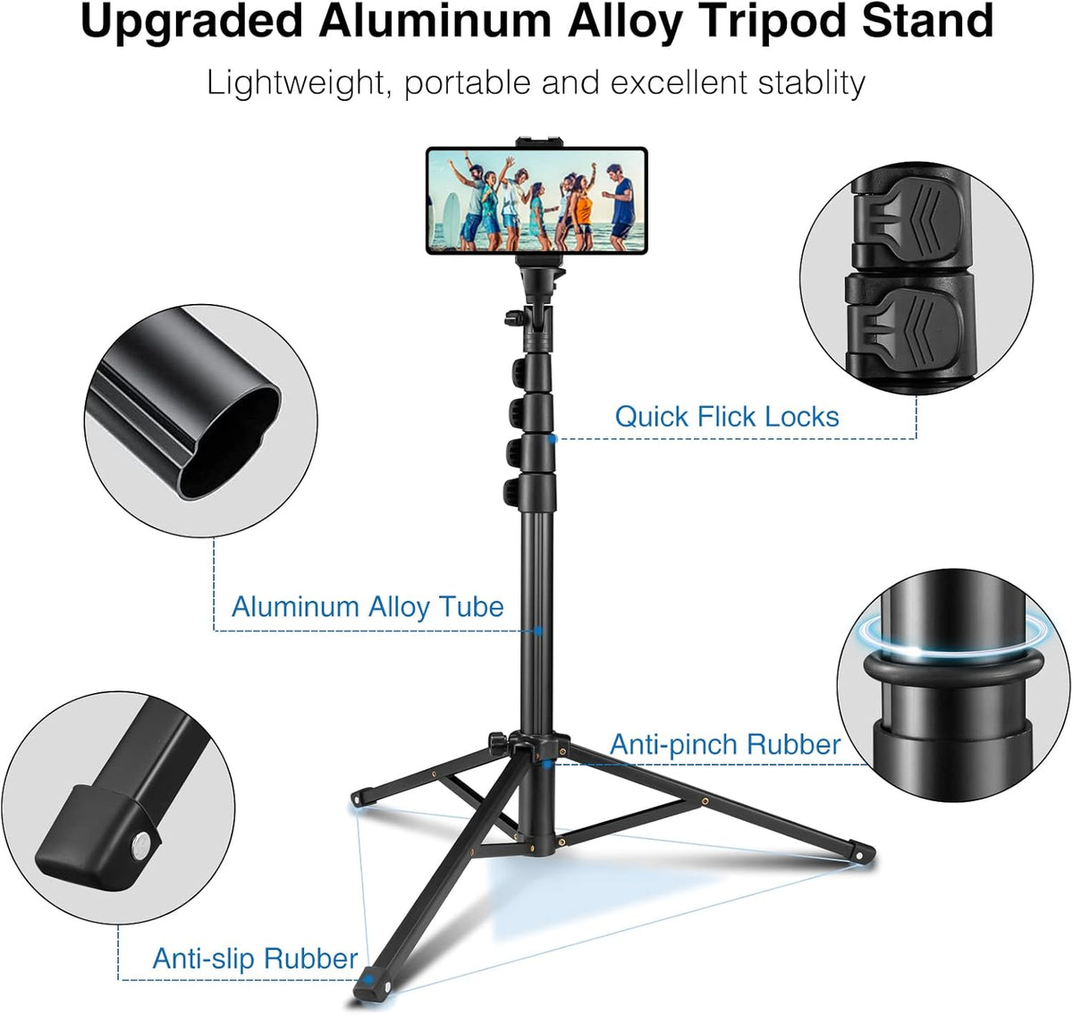 CAMOLO RIG 63" Tripod for Phone,Selfie Stick with Wireless Remote, Extendable Cell Phone Stand & Phone Holder, Solidest