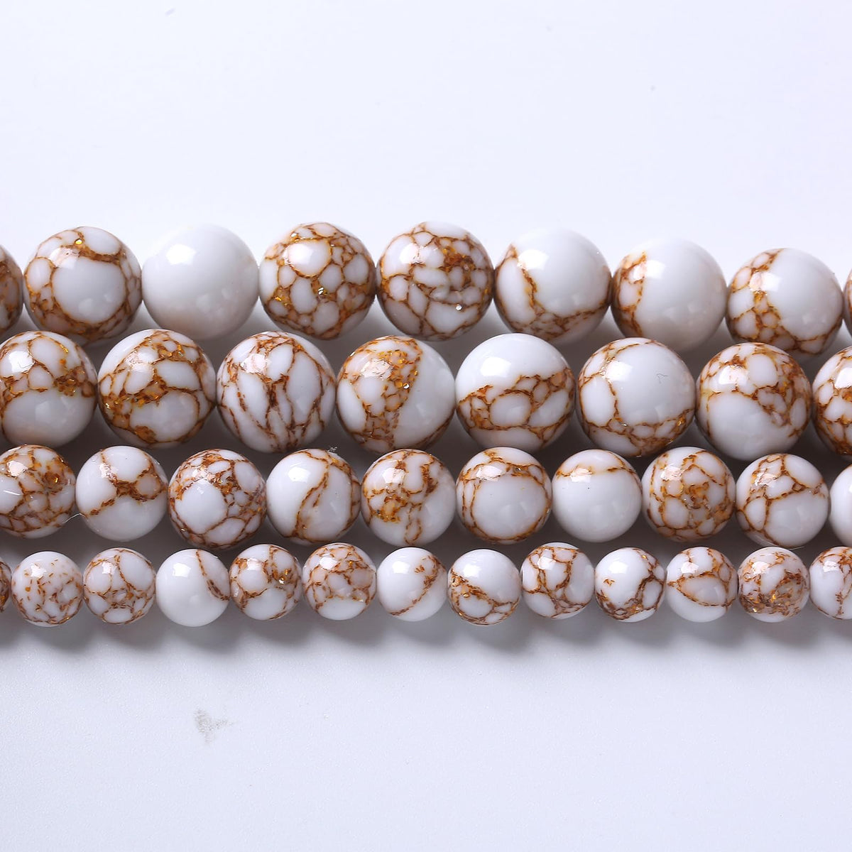 32pcs 12mm White Howlite Spun Gold Stone Beads for Jewelry Making Natural Stone Energy Healing Beads DIY Bracelet Necklace 15" (12mm, White Howlite Spun Gold Stone)