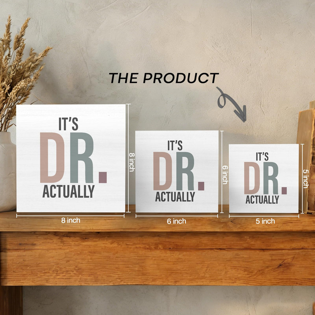 GWOKPAAI DR Gifts Wooden Box Signs Desk Decor, Doctor Gifts for Women Men, It's Dr. Actually Wooden Signs Desk Decorations for Medical Office Workplace Home Bedroom Tabletop Shelf Wall, 5x5in