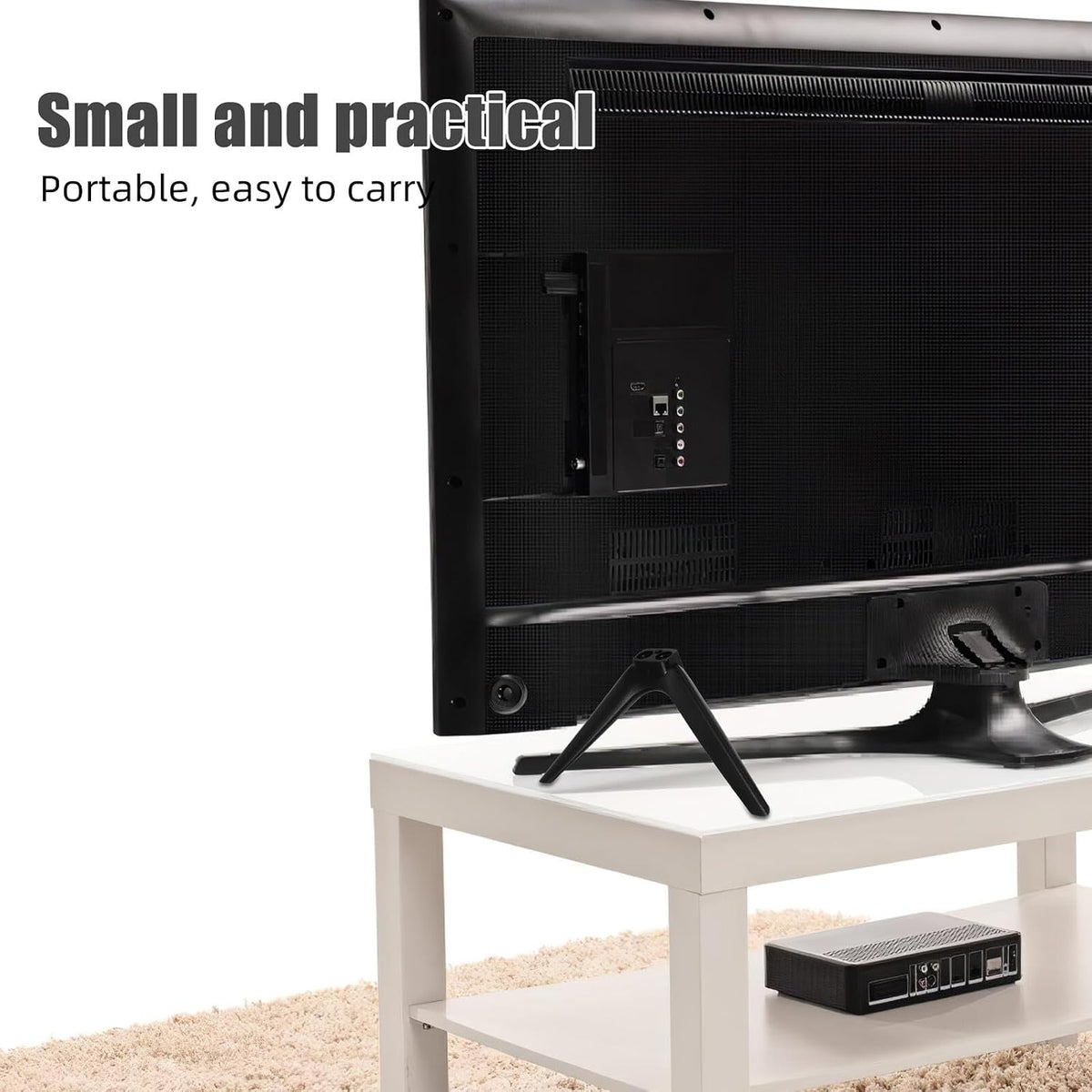 FOYTOKI 15mm Tabletop Television Stand Bracket with Dual-Hole Plastic Legs, No-Drill Stable Tv Support Base Compatible