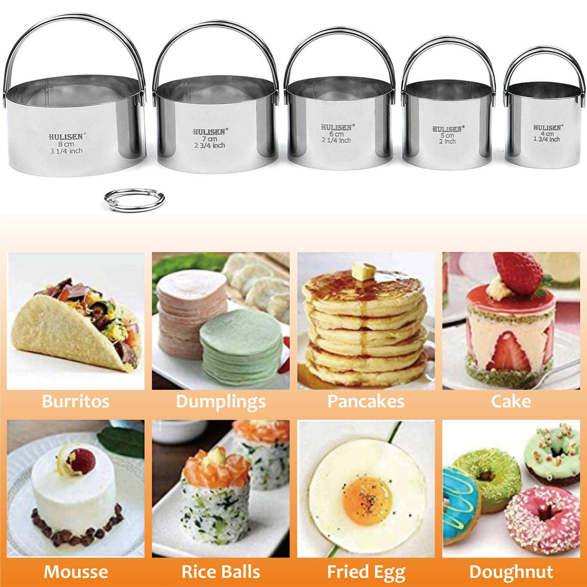 HULISEN Stainless Steel Biscuit Cutter Set, Flour Duster, Pastry Scraper and Dough Blender, Sturdy & Long-Lasting with Ergonomic Rubber Grip, Professional Baking Dough Tools, Gift Package (4 Pcs/Set)