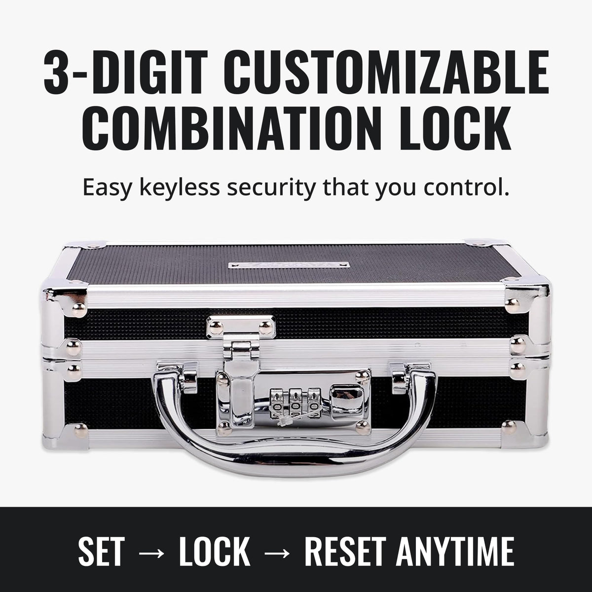 Vaultz Locking Medicine Case with Combination Lock - Portable Lock Box Briefcase for Medications, Cash & Valuables, Organized Storage Case with Handle, 3 Pack