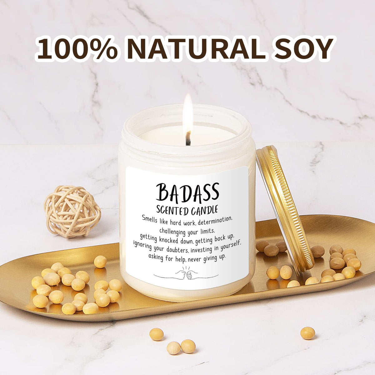 Sinsufur Congratulations Gifts for Women, Inspirationalfor Friends Coworkers, Birthday Christmas for Women - Boss Lady, New Job, Promotion Gift, 7oz Badass Scented Candle