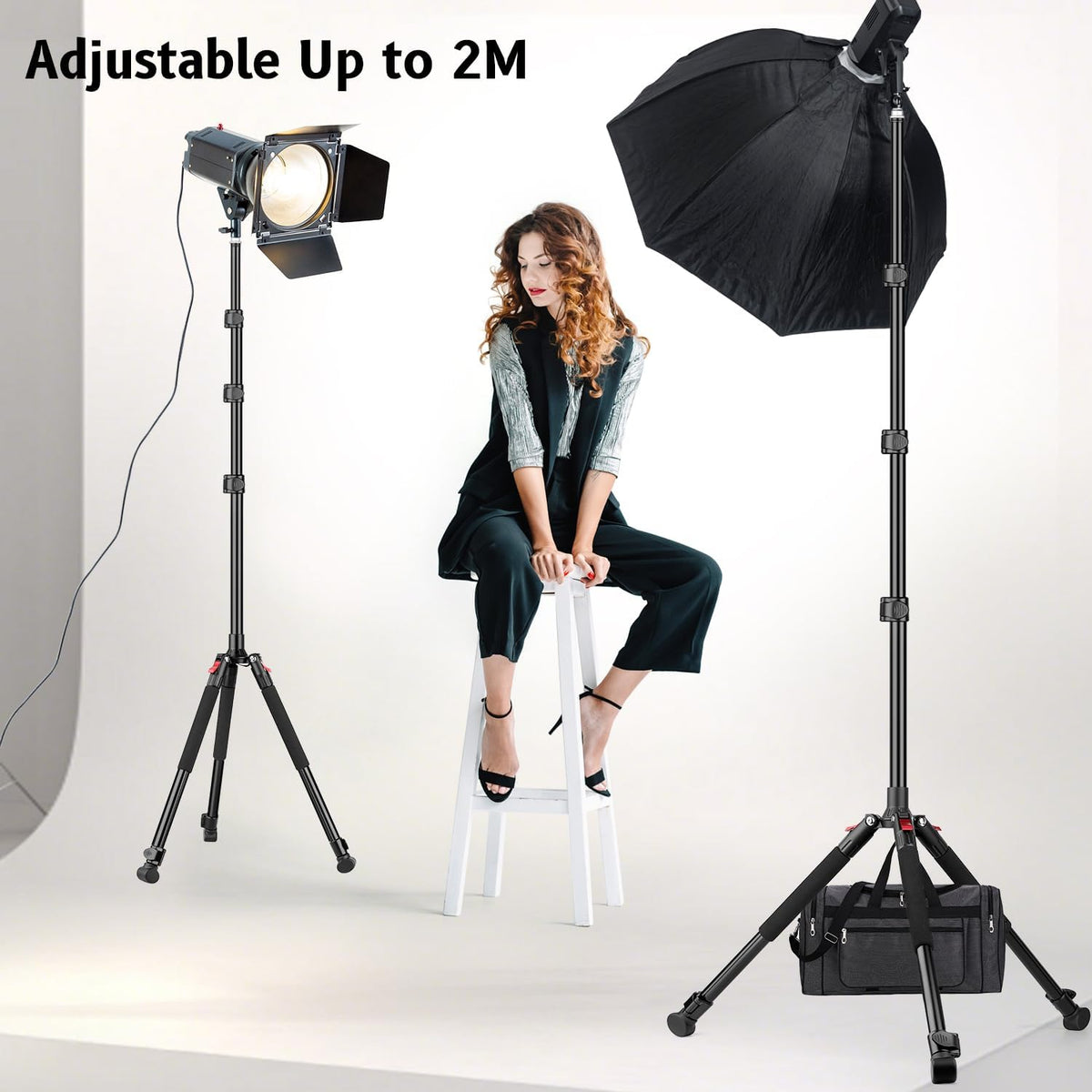 Victiv 6.56ft/200cm 360 4.4lb/2kg Light Stand for Photography, Adjustable Aluminum Tripod with Ball Head, Compact Light