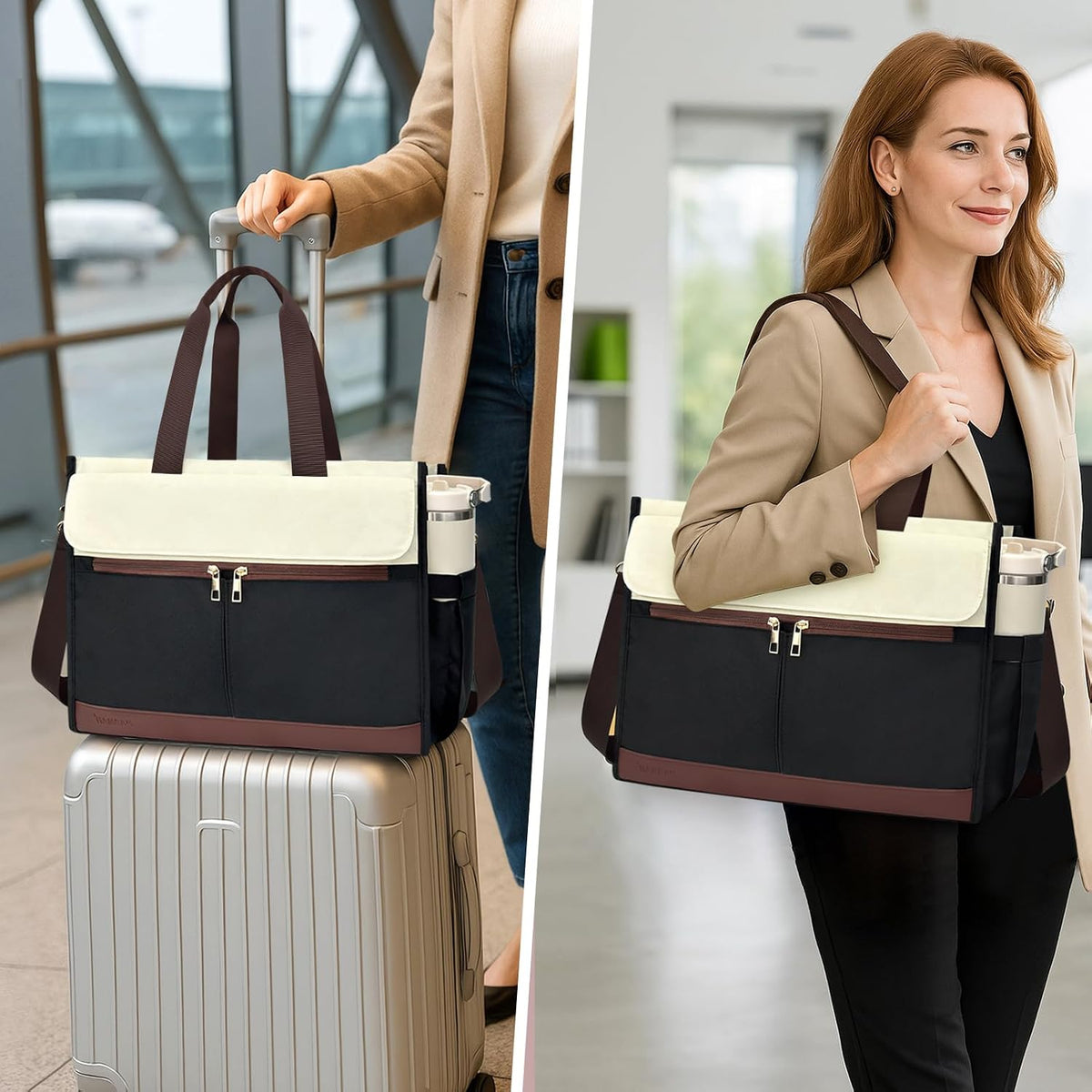 15.6 Inch Laptop Bag for Women - Tote Work Bag with Compartments Nurse Teacher Bag Large Lightweight Office Handbag