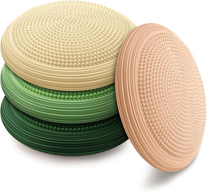 Libima 4 Pcs Wiggle Seat Inflated Wobble Cushion for Sensory Kid 13 Inches Balance Disc Flexible Seating for Classroom Sensory Pad for Chair Wiggle Cushion with Needle Pump