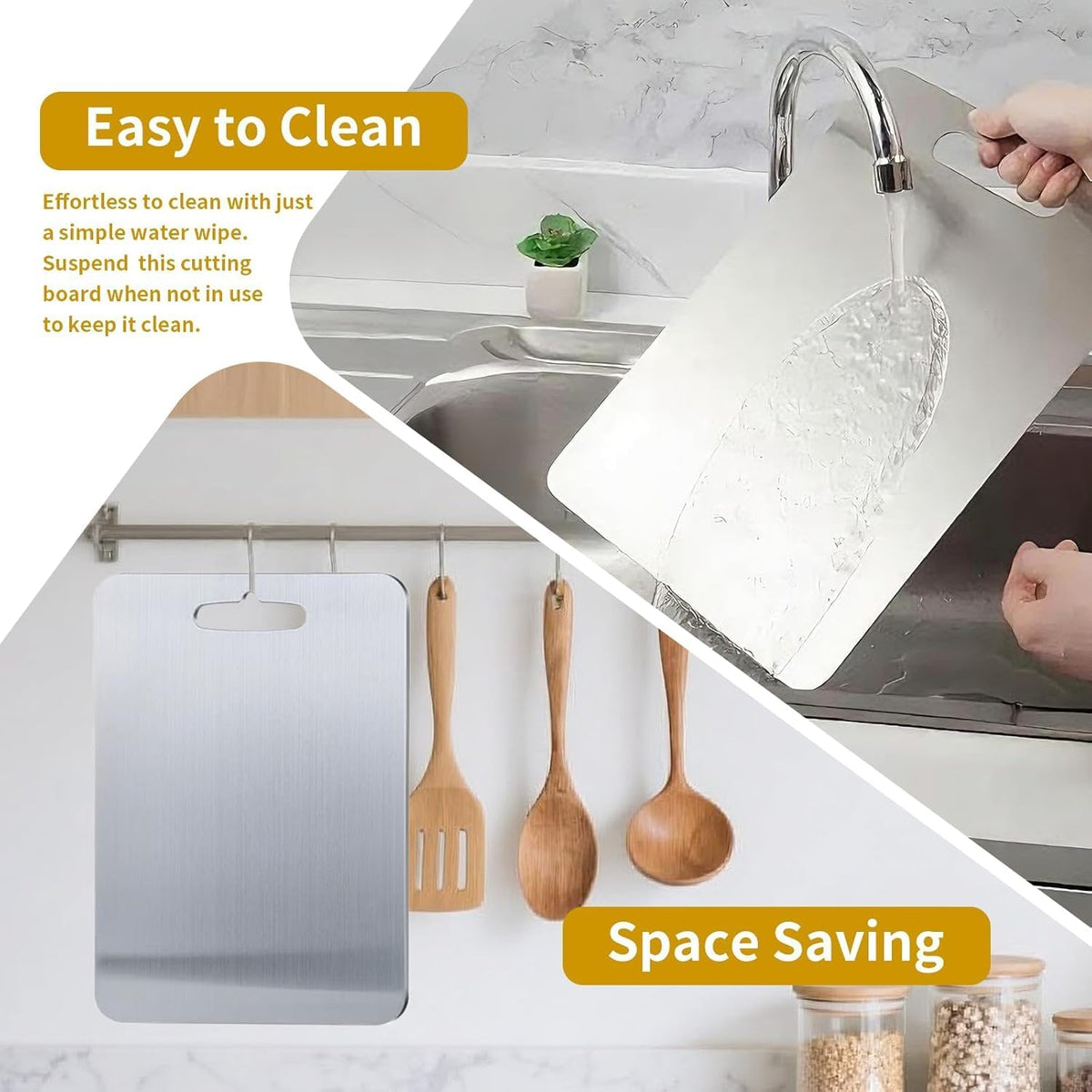 Titanium Cutting Boards - 2025 Upgrade 100% Pure Titanium Cutting Boards For Kitchen, 1 Pack Double-sided food-grade Cutting Board, Easy to Clean (12 * 9INCH)