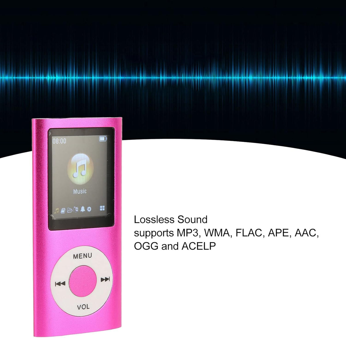SUNGOOYUE MP3 64GB, 1.8 inch Player Support Memory Card Up to Mini Portable Lossless Sound HD Screen Music Player