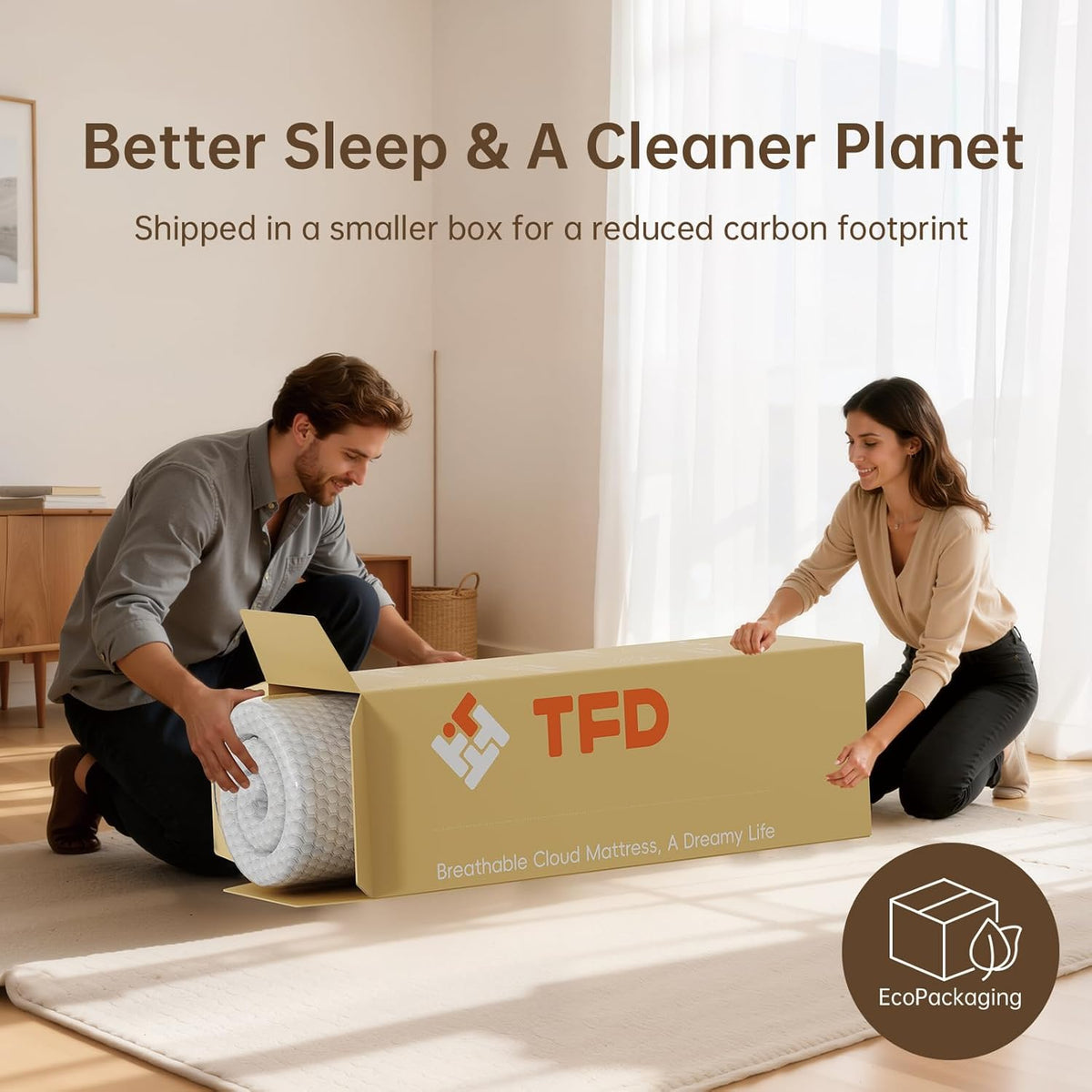 TFD Twin Mattress - 8 Inch Gel Memory Foam Mattress for Comfortable, Cooling Sleep | Medium Firm, CertiPUR-US Certified