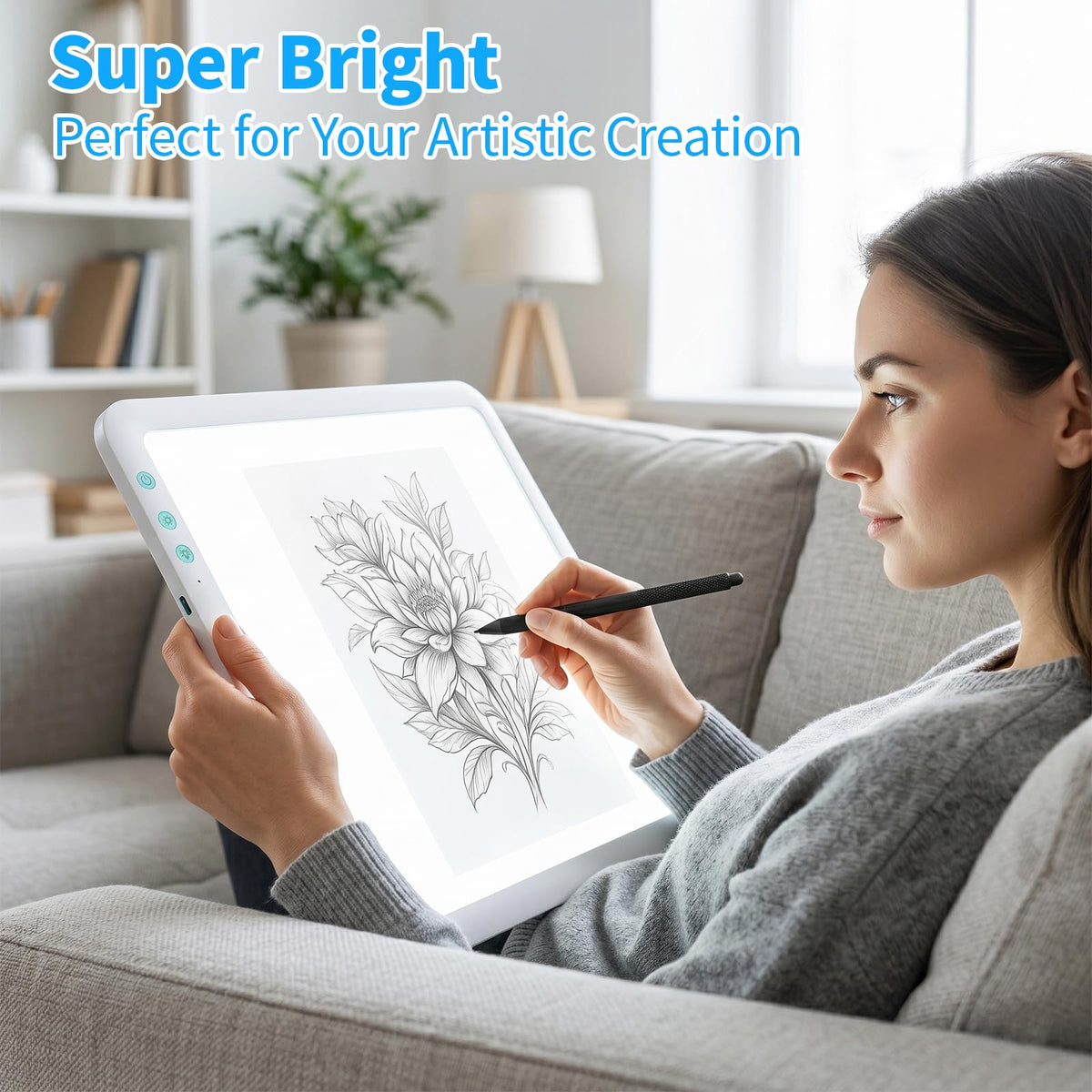 TOHETO A4 Rechargeable Led Super Bright Light Pad Powered by 3500mAh Lithium Battery for Weeding Vinyl Tool, Portable Wireless Light Board/Box for Tracing, Diamond Painting, Sketching & Drawing