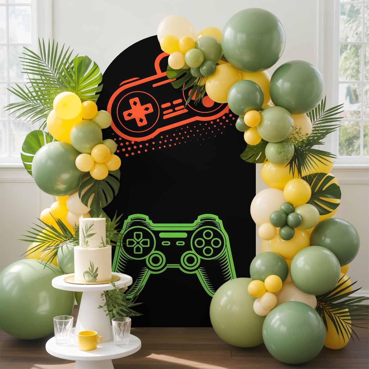 BaqwedCoSz 4 Game Theme Arch Backdrop Cover FT Game Controller Stretchy Elastic Arch Stand Covers Spandex Arched