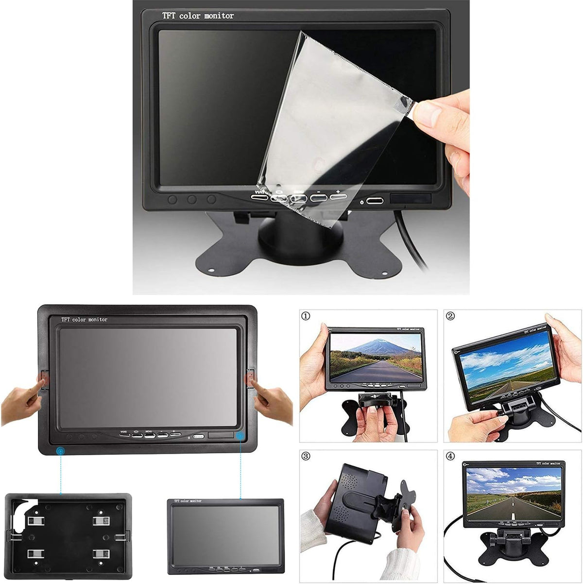 Yasoca 7 Inch LED Backlight TFT LCD Monitor for Car Rearview Cameras, Car DVD, Serveillance Camera, STB, Satellite