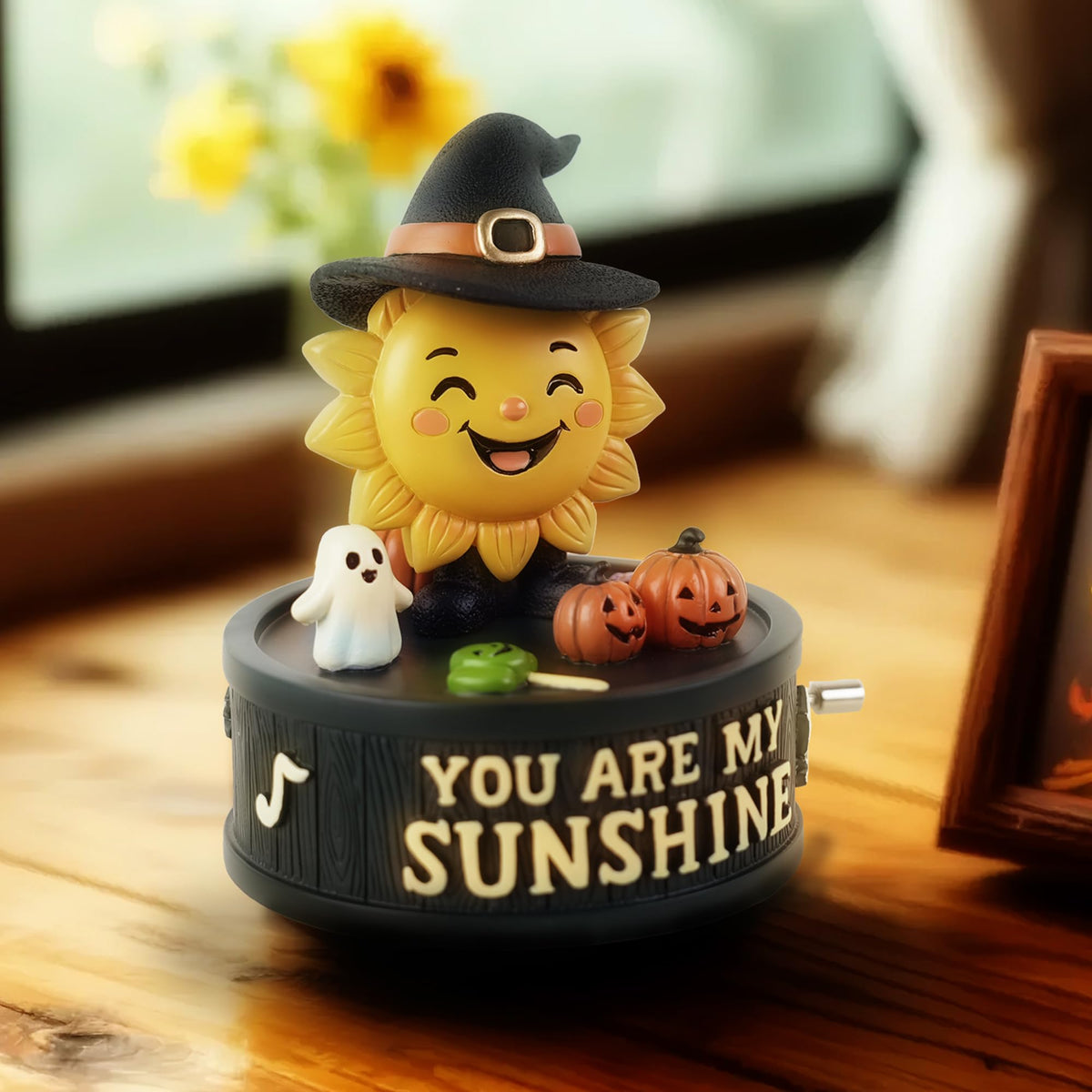 You are My Sunshine Halloween Music Box – Hand-Crank Resin Figurine, Cute Sunflower Pumpkin Theme Gift for Her, Kids & Home Décor, Seasonal Yet Timeless Keepsake