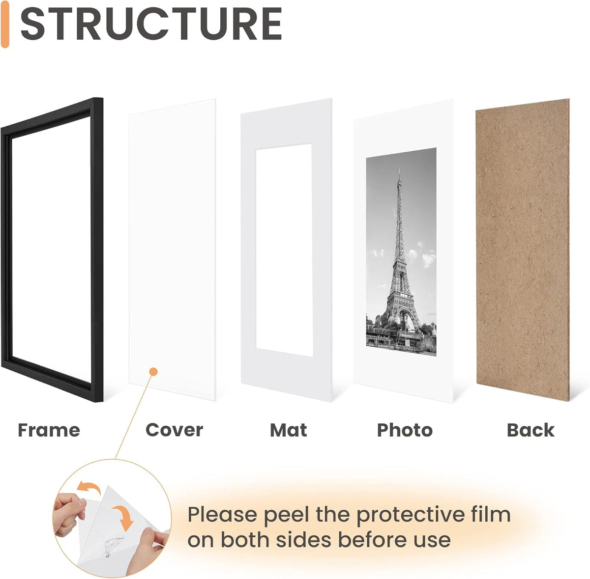 Upsimples 8x10 Picture Frame Set of 5 | Includes 8.5x11 Certificate Frame for Versatile Display