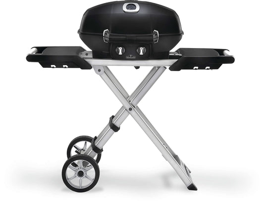 Napoleon TravelQ PRO285X Portable Propane Gas Grill with Foldable Scissor Cart, Black, 2 Burners, Tailgating, Camping, and Small Outdoor Spaces