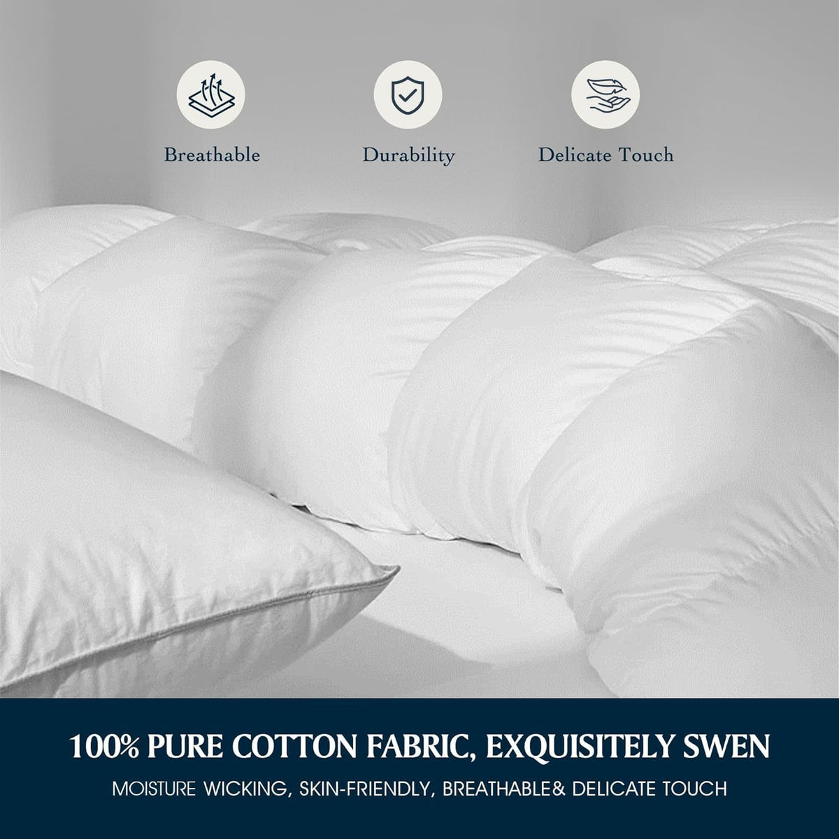 Serta Goose Feather Down Comforter - Hypoallergenic King Size Duvet Insert | 100% Cotton, All-Season Warmth, 106 x 90 Inch White