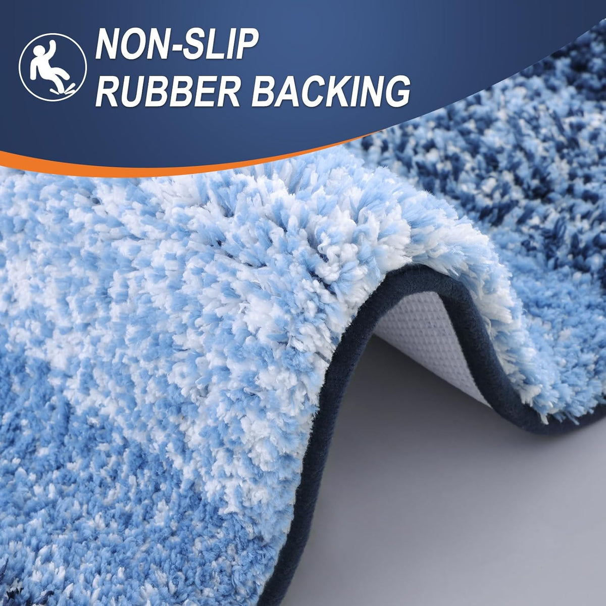 OLANLY Bathroom Runner Rugs - Extra Soft Microfiber Bath Mats | Quick-Dry, Machine Washable, 59x20, Navy