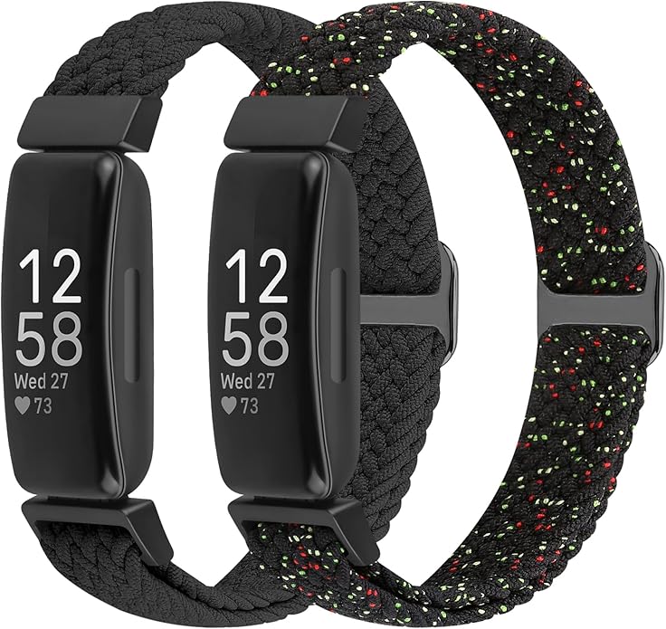Elastic Braided Watch Band Compatible with Fitbit Inspire 3/Inspire 2/Inspire/Inspire HR/Fitbit ace 3/Ace 2, Adjustable Stretchy Strap Sport Nylon Loop Replacement Wristband for Fitbit Inspire