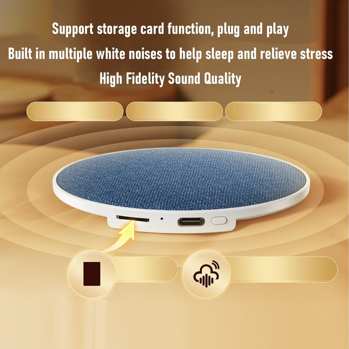 XUMIUZIY Under Pillow Speakers for Sleeping, Bluetooth Pillow Speakers with White Noise Machine, Support TF Card