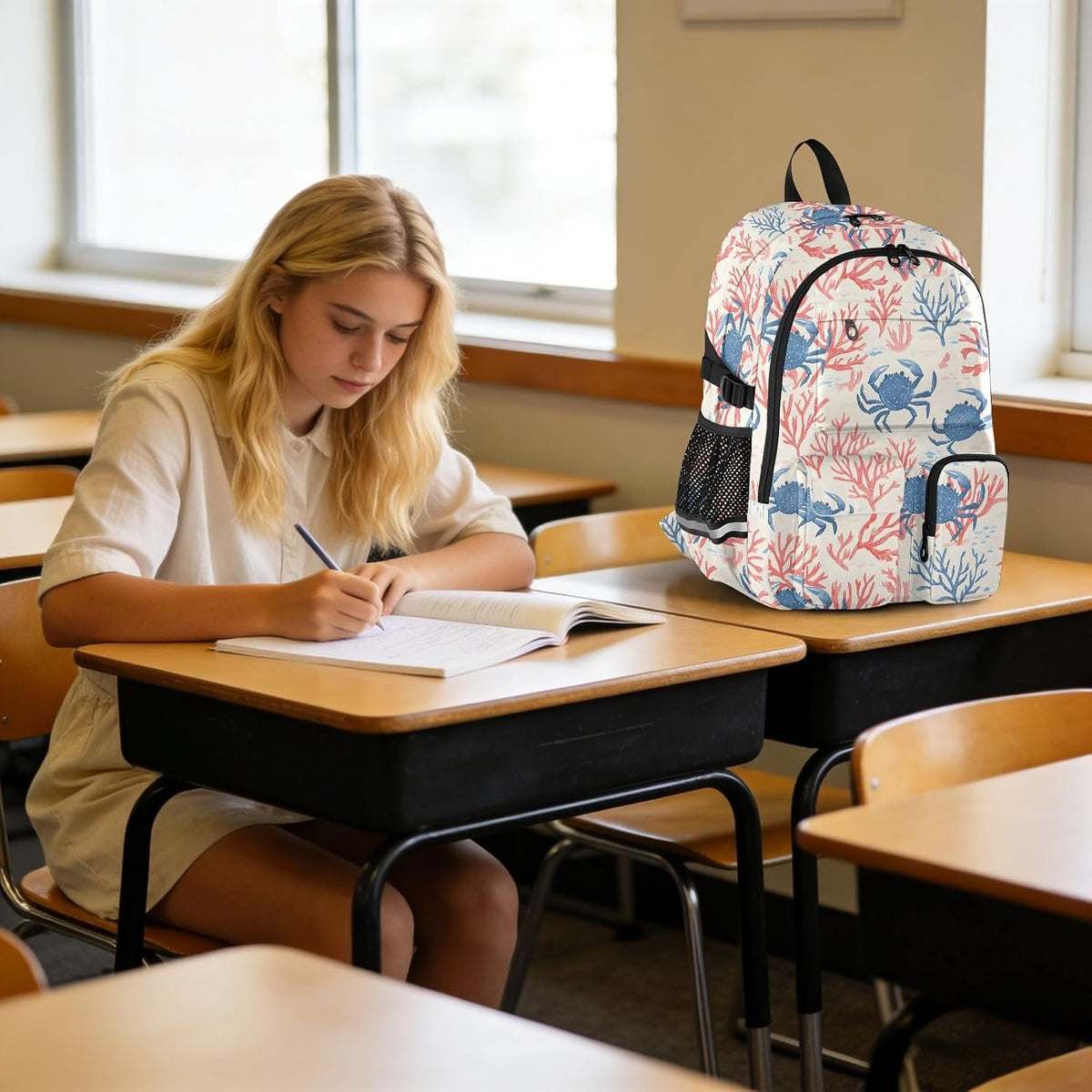 Backpack Backpack Daypack ALAZA School for Teen Girls Boys Ocean Crab Coral Kids Purse College Laptop Bookbag Casual