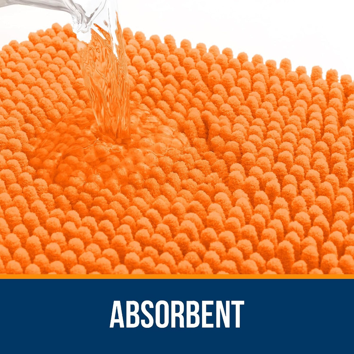 OLANLY Large Bathroom Rugs - Extra Soft Chenille Bath Mats | Quick-Dry, Machine Washable, 40x24, Orange