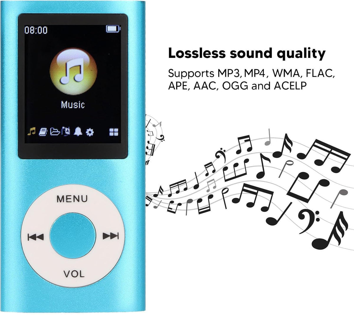 SUNGOOYUE MP3 1.8 Inch MP3 Player,Portable Music Player,Stylish Multifunctional Lossless Sound Slim LCD Screen Portable