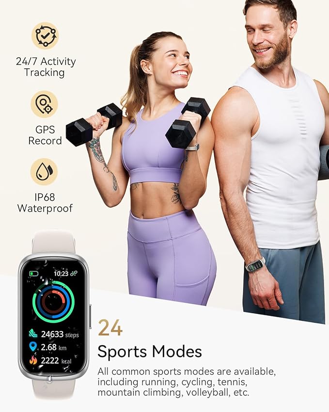 Fitness Trackers for Women/Men, Smart Watches for Women with Sport Activity Tracker, Fitness Watch with Heart Rate, Blood Oxygen Monitor, Sleep Tracker, IP68 Android Smart Watch with 4 Straps, Gift