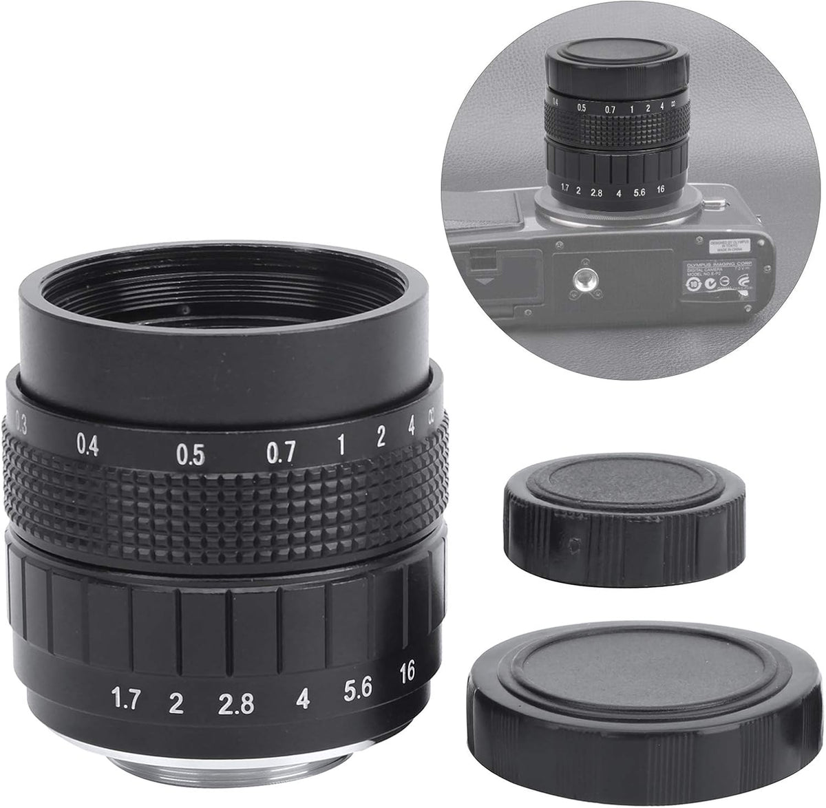lvifloae 35mm F1 7 C Mount TV Movie Fixed Focus Mirrorless Camera Lens Fixed Focus Micro Single Suitable Closed Circuit