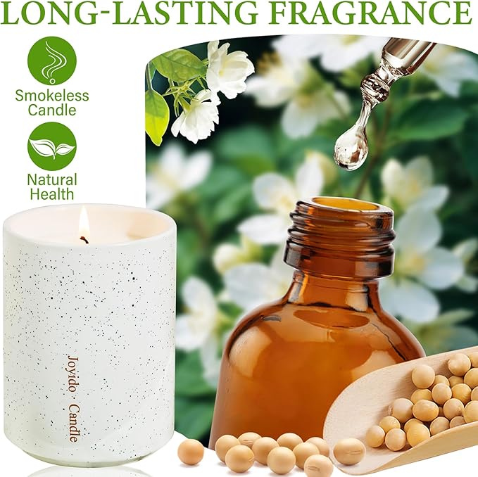 14OZ Oud & Sandalwood Scented Candle - Aromatherapy Candles with Lid - Soy Candles for Home Scented - Luxury Ceramic Jar Candles for Bedroom Kitchen Home Decor, Housewarming Party